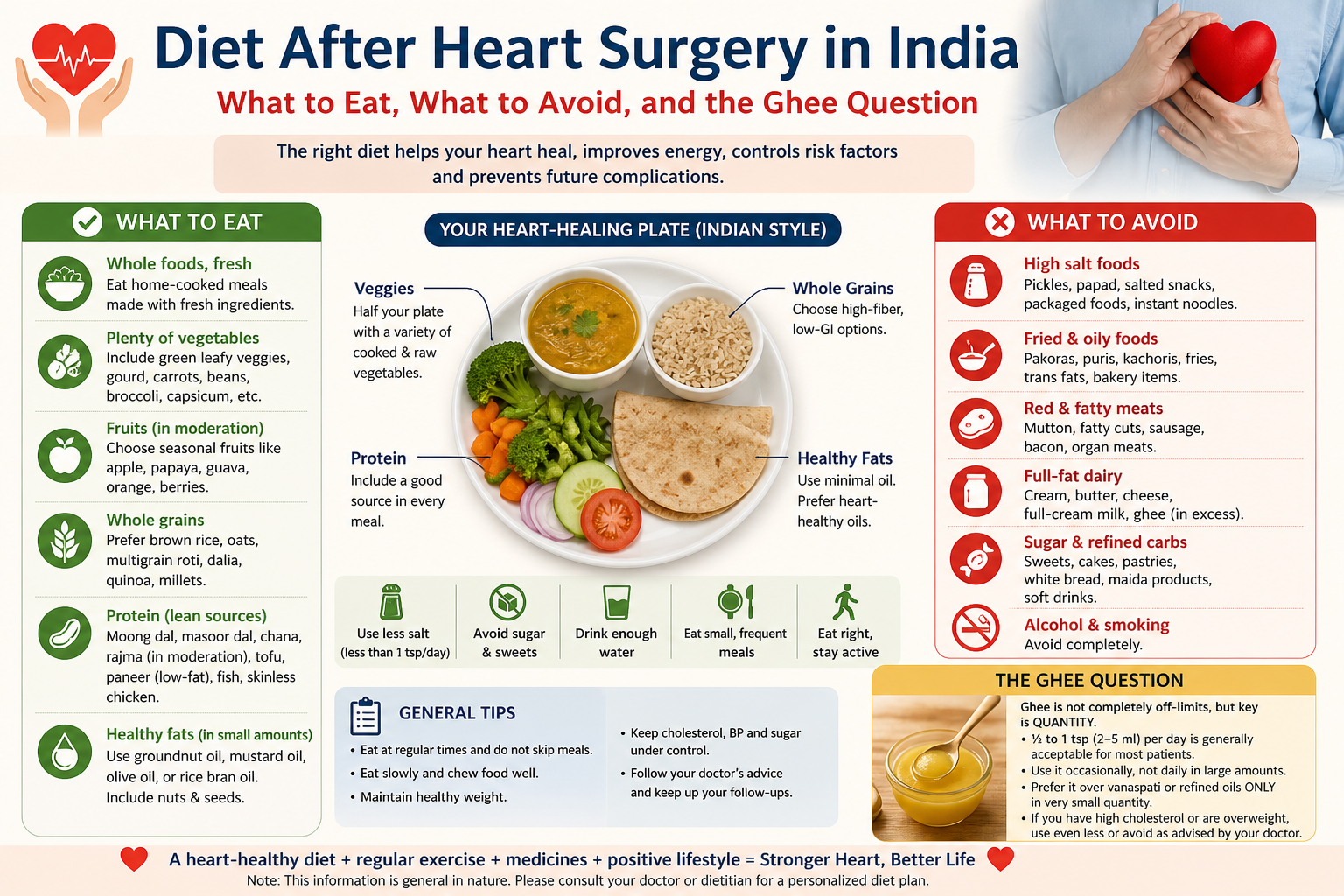 Diet After Heart Surgery in India — What to Eat, What to Avoid, and the Ghee Question