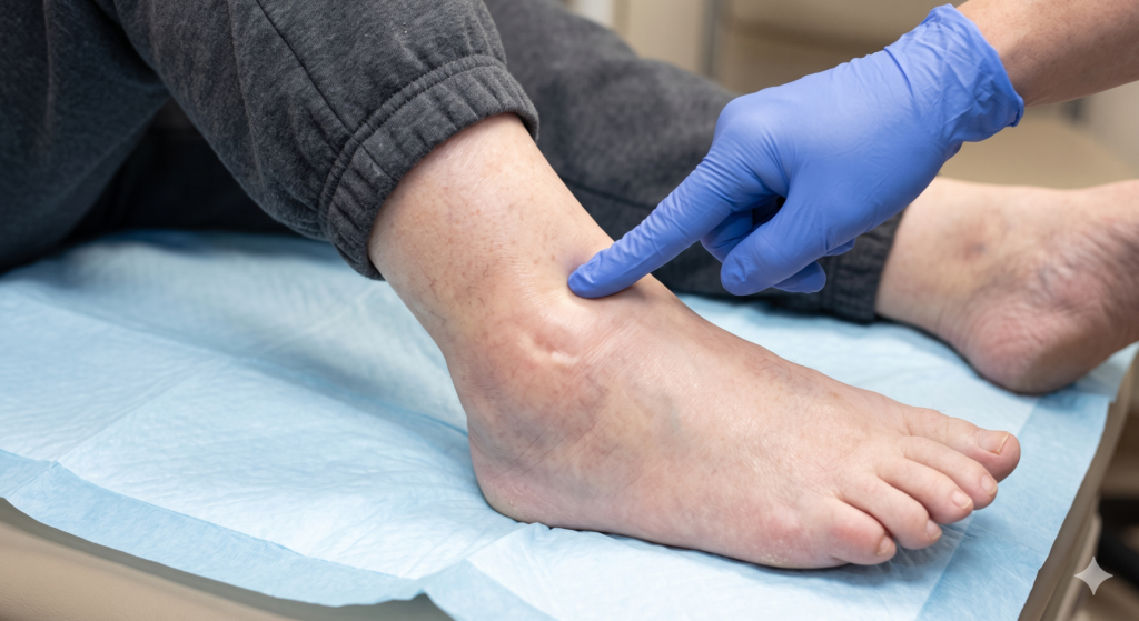 Fluid retention and leg swelling linked to poor cardiovascular health.
