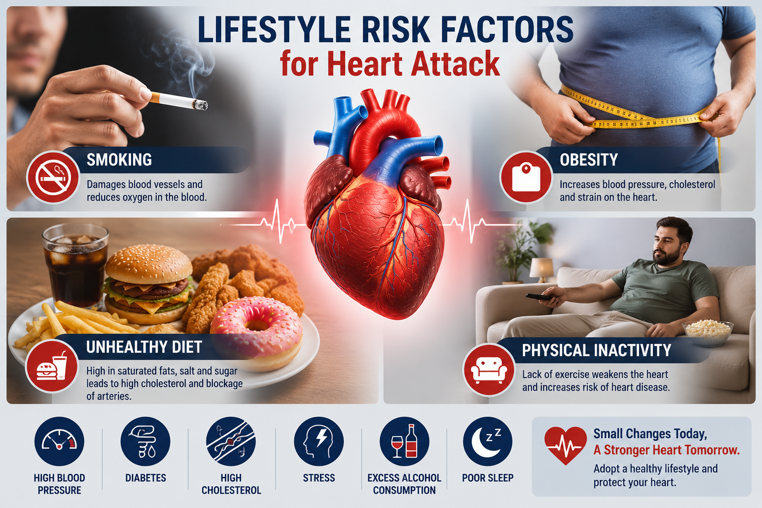 Lifestyle risk factors including smoking, obesity, unhealthy food and exercise